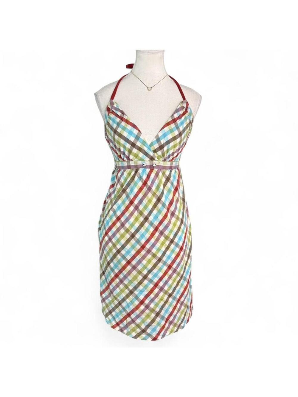 Aeropostale Plaid Y2K Early 2000s Halter Vintage Cotton Baby Doll Dress size L
